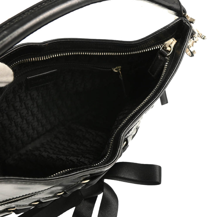 Christian Dior 2004 Black Leather Nylon Ballet Corset Hobo Handbag