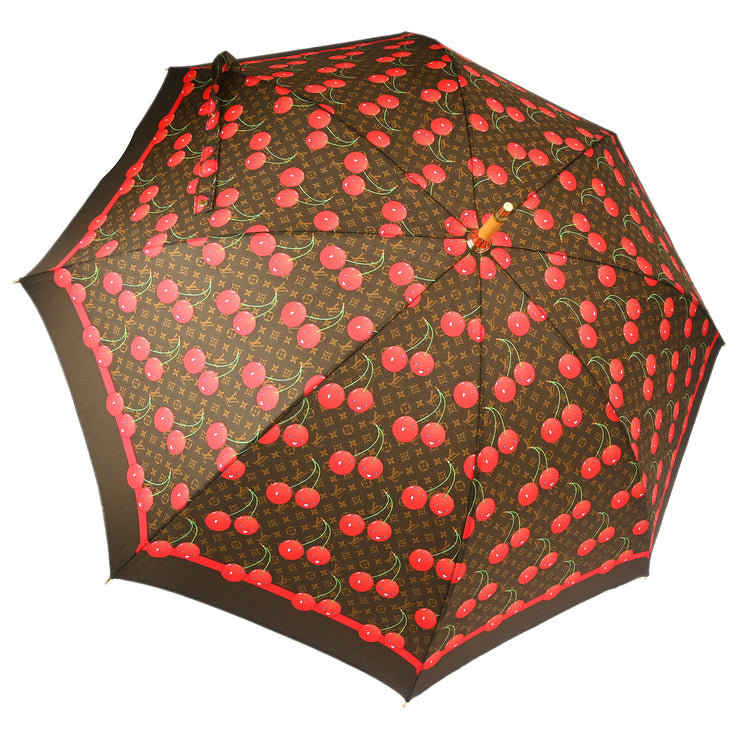 Louis Vuitton Brown Monogram Cherry Parapluie Umbrella M70125 Small Good