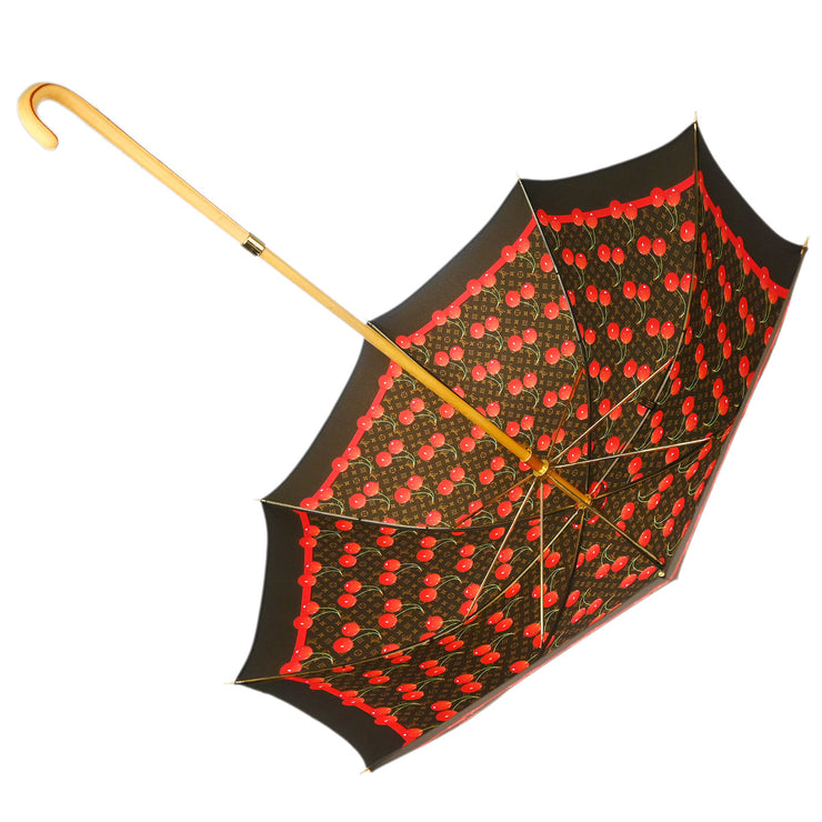 Louis Vuitton Brown Monogram Cherry Parapluie Umbrella M70125 Small Good