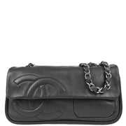 Chanel 2006-2008 Gray Lambskin Straight Flap Shoulder Bag