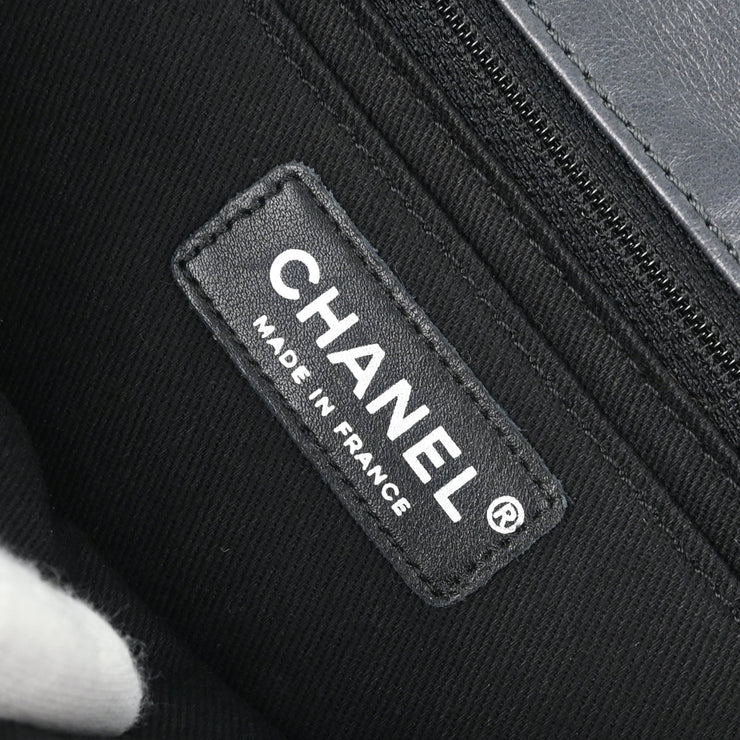 Chanel 2006-2008 Gray Lambskin Straight Flap Shoulder Bag