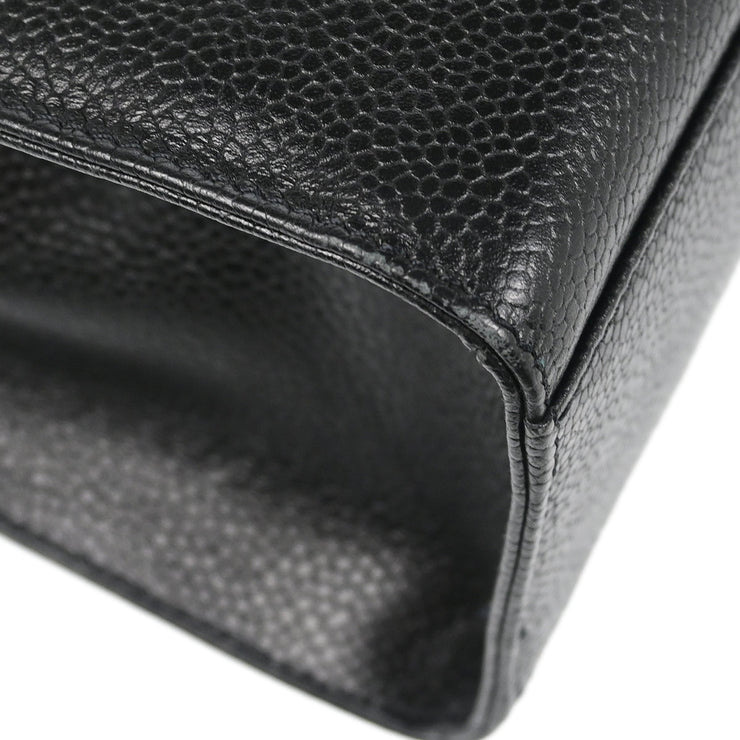 Chanel 1997-1999 Black Caviar Chain Shoulder Tote Bag