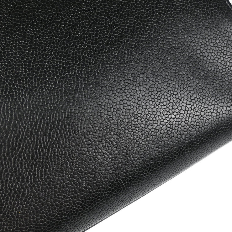 Chanel 1997-1999 Black Caviar Chain Shoulder Tote Bag