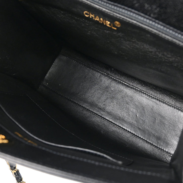 Chanel 1997-1999 Black Caviar Chain Shoulder Tote Bag