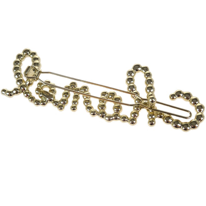 Chanel Hair Clip Barrette Gold Costume Pearl Rhinestone B19K