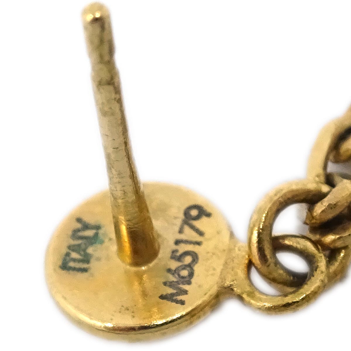 Louis Vuitton Gold Gamble Dangle Piercing Earrings Rhinestone M65179