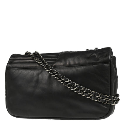 Chanel 2014 Black Lambskin Star Stitch Shoulder Bag