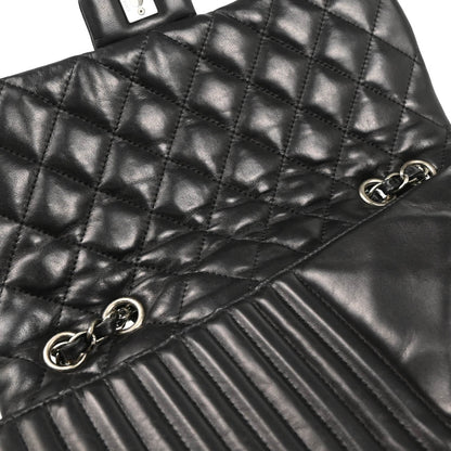 Chanel 2014 Black Lambskin Star Stitch Shoulder Bag