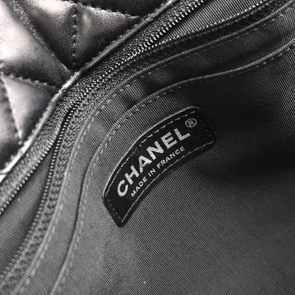 Chanel 2014 Black Lambskin Star Stitch Shoulder Bag