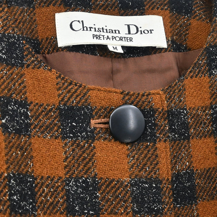 Christian Dior Collarless Jacket Brown #M