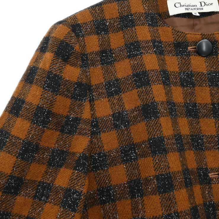 Christian Dior Collarless Jacket Brown #M