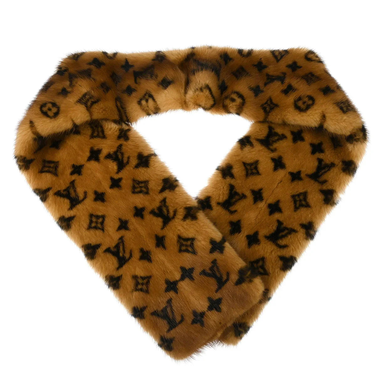 Louis Vuitton * Brown Monogram Escharp Fur Stole Shawl M72245