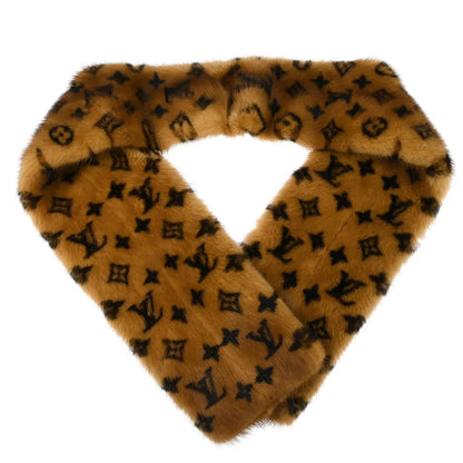 Louis Vuitton * Brown Monogram Escharp Fur Stole Shawl M72245