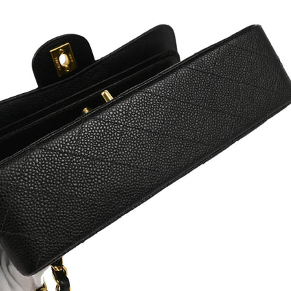 Chanel 2002-2003 Black Caviar Small Classic Double Flap Shoulder Bag