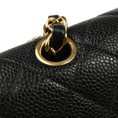 Chanel 2002-2003 Black Caviar Small Classic Double Flap Shoulder Bag