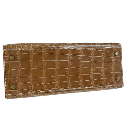 Hermes * 1991 Ficelle Niloticus Crocodile Kelly 28 Sellier 2way Shoulder Handbag