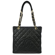Chanel 2006-2008 Black Caviar Petite Shopping Tote PST Chain Handbag