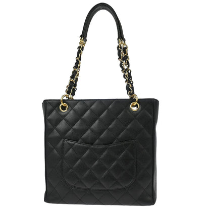 Chanel 2006-2008 Black Caviar Petite Shopping Tote PST Chain Handbag