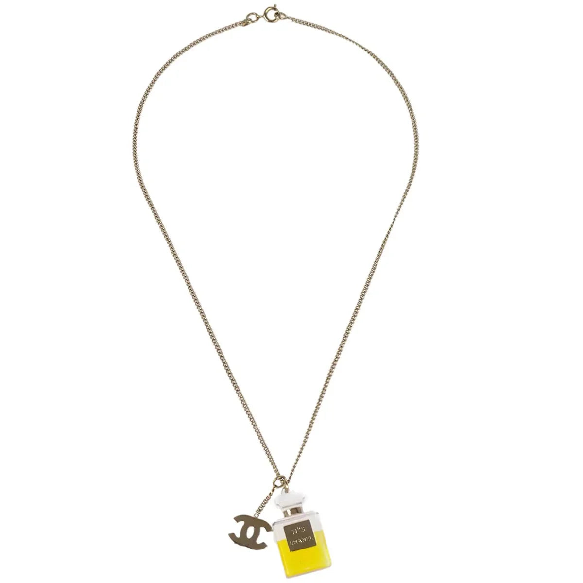 Chanel Gold Perfume Chain Pendant Necklace 04A