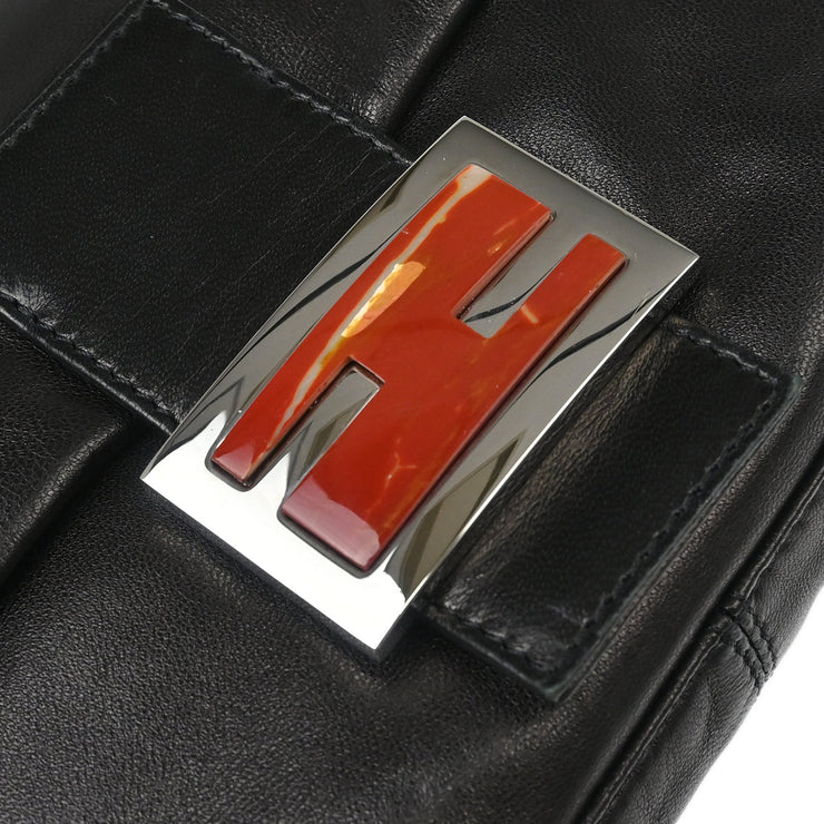 Fendi Black Leather Baguette Handbag