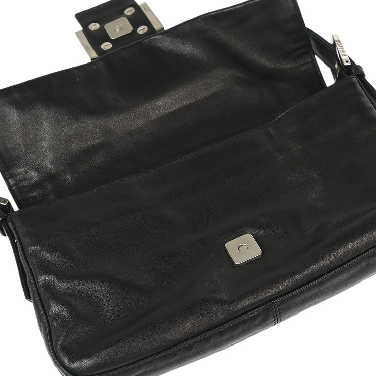 Fendi Black Leather Baguette Handbag