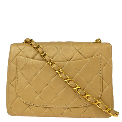 Chanel 1989-1991 Beige Lambskin Mini Classic Square Flap Shoulder Bag 17