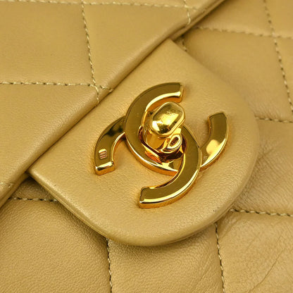 Chanel 1989-1991 Beige Lambskin Mini Classic Square Flap Shoulder Bag 17