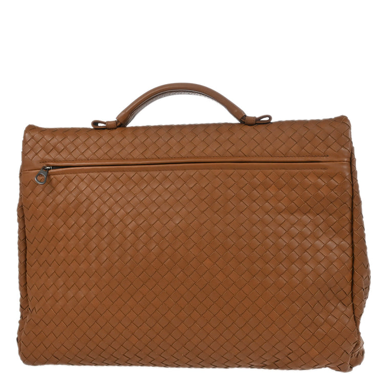Bottega Veneta Brown Intrecciato Briefcase Handbag