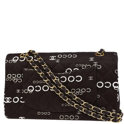 Chanel 2002-2003 Brown Canvas COCO Medium Classic Double Flap Shoulder Bag