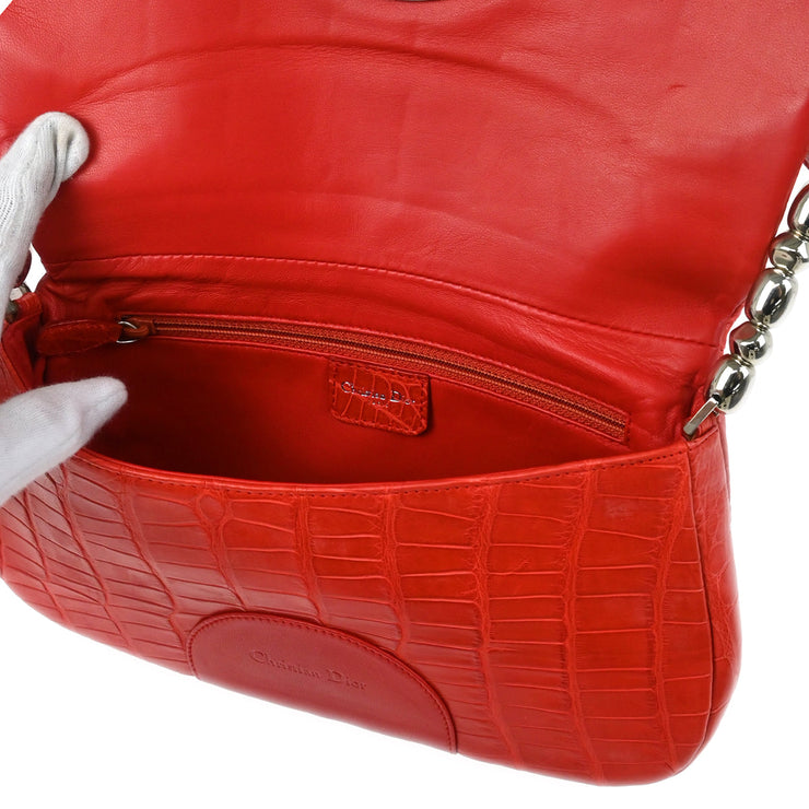 Christian Dior * 2000 Red Alligator Malice Handbag