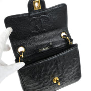 Chanel * Black Ostrich Mini Classic Square Flap Shoulder Bag 17
