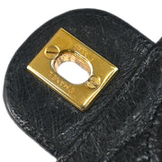 Chanel * Black Ostrich Mini Classic Square Flap Shoulder Bag 17