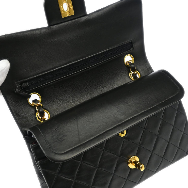 Chanel Black Lambskin Small Classic Double Flap Shoulder Bag