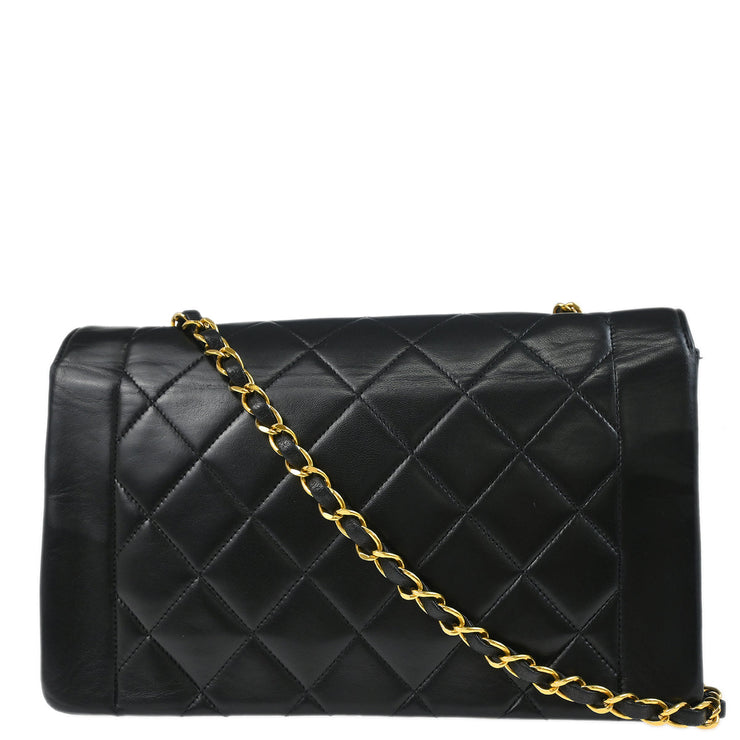 Chanel 1991-1994 Black Lambskin Medium Diana Shoulder Bag