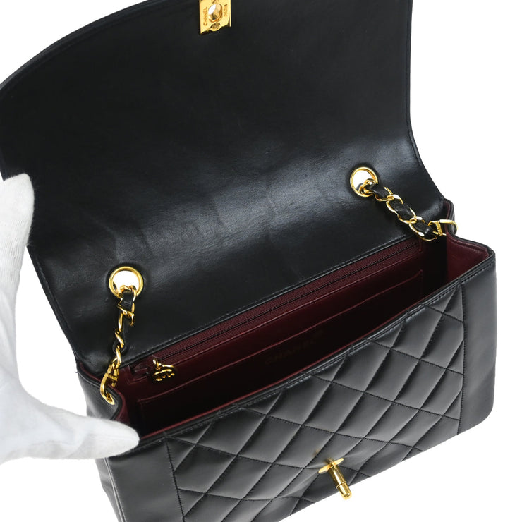 Chanel 1991-1994 Black Lambskin Medium Diana Shoulder Bag