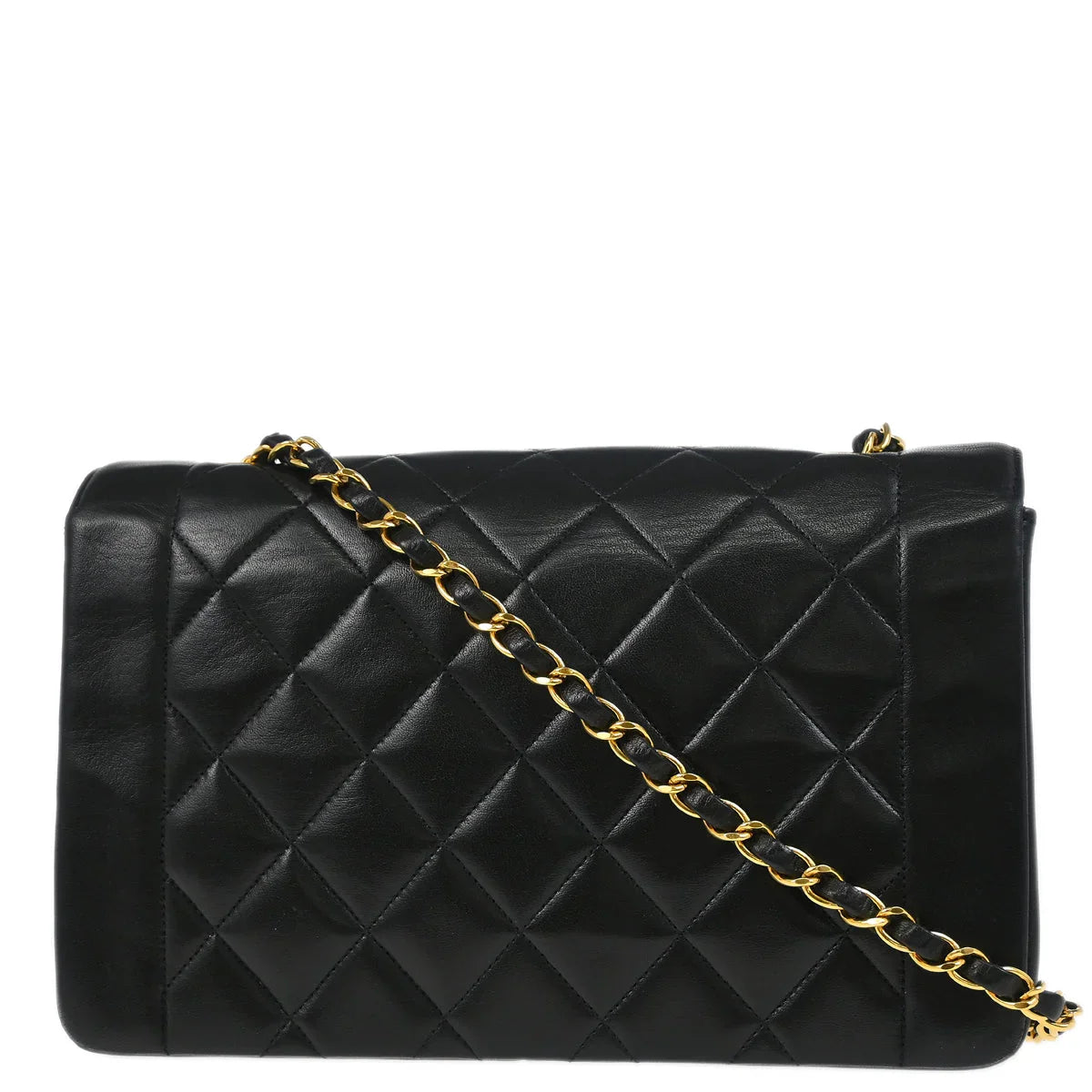 Chanel 1994-1996 Black Lambskin Medium Diana Shoulder Bag