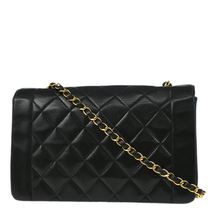 Chanel 1994-1996 Black Lambskin Medium Diana Shoulder Bag