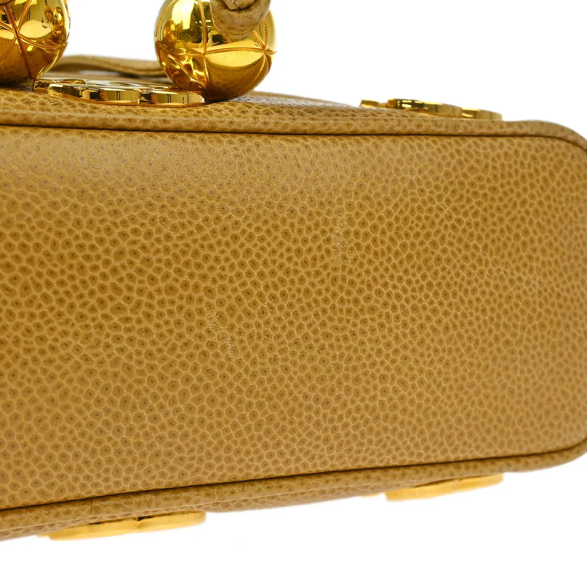 Chanel 1991-1994 Beige Caviar Triple CC Drawstring Shoulder Bag