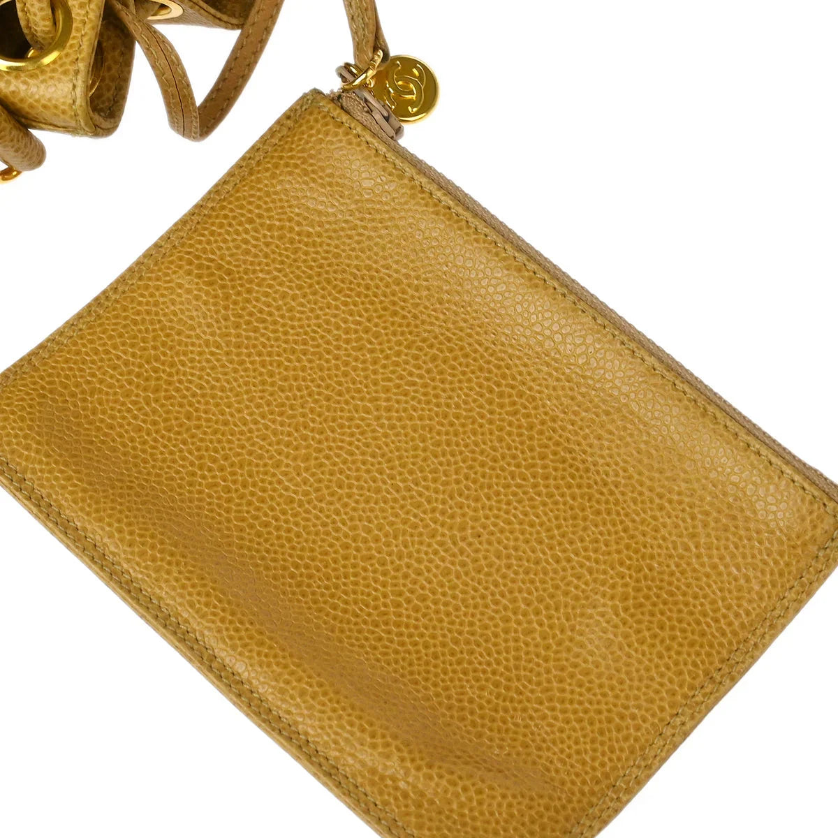 Chanel 1991-1994 Beige Caviar Triple CC Drawstring Shoulder Bag