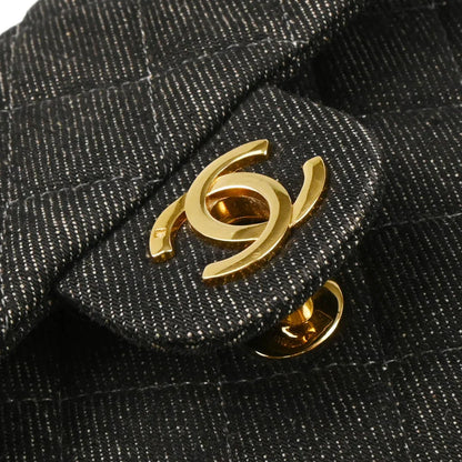 Chanel 1997-1999 Black Denim Mini Classic Square Flap Bag 17