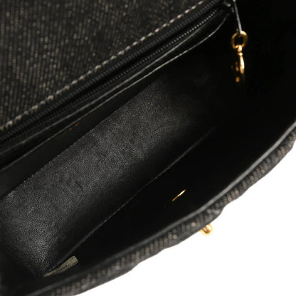 Chanel 1997-1999 Black Denim Mini Classic Square Flap Bag 17