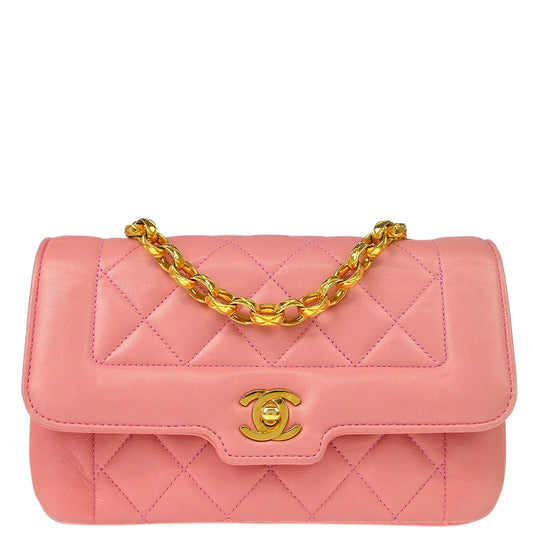 Chanel 1989-1991 Pink Lambskin Shoulder Bag