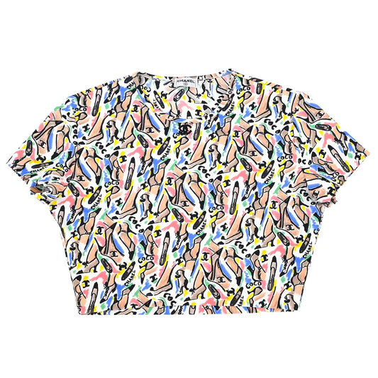 Chanel 1995 spring shoe-print cropped T-shirt #44