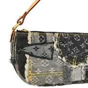 Louis Vuitton 2007 Gray Monogram Denim Patchwork Pouchy Handbag M95383