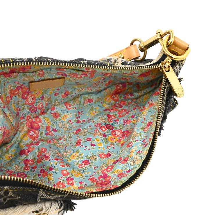 Louis Vuitton 2007 Gray Monogram Denim Patchwork Pouchy Handbag M95383