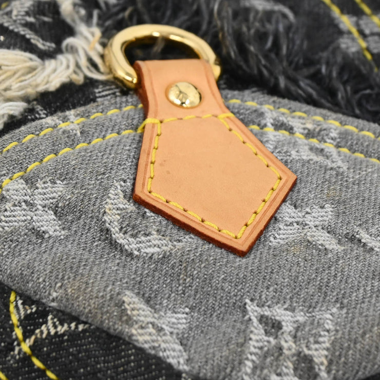 Louis Vuitton 2007 Gray Monogram Denim Patchwork Pouchy Handbag M95383