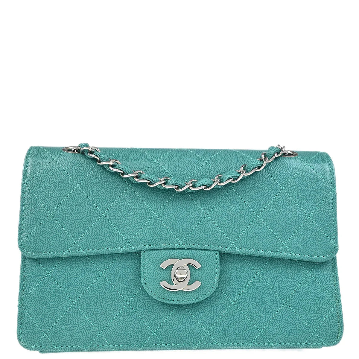 Chanel 1997-1999 Emerald Green Caviar Single Flap Shoulder Bag