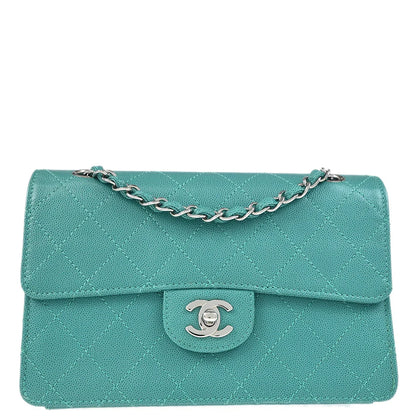 Chanel 1997-1999 Emerald Green Caviar Single Flap Shoulder Bag
