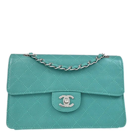 Chanel 1997-1999 Emerald Green Caviar Single Flap Shoulder Bag