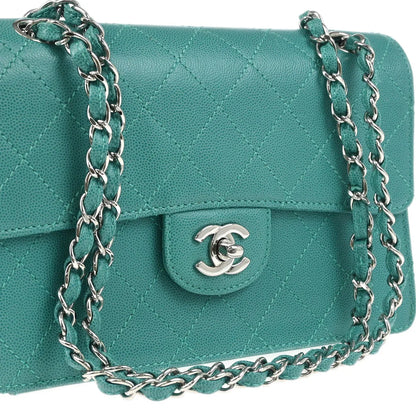 Chanel 1997-1999 Emerald Green Caviar Single Flap Shoulder Bag